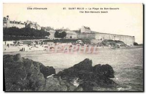 Old Postcard Emerald Coast Saint Malo Beach of the Bon Secours Bon Secours Beach