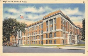 Portland Maine 1950s Postcard High School