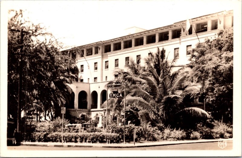 Real Photo Postcard Army and Navy Y.M.C.A. in Honolulu, Hawaii