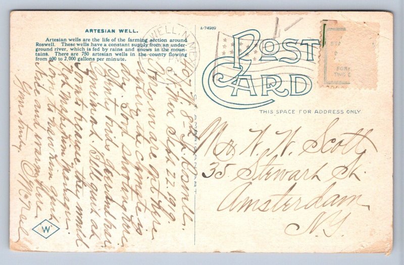 J86/ Roswell New Mexico Postcard c1910 Artesian Well Cattle Drinking  314