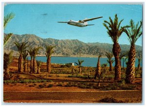 1967 Eilat Arkia's Jet Prop Herald Landing at Eilat Israel Postcard
