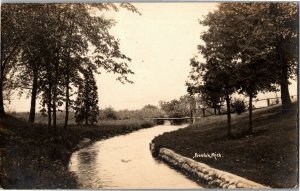RPPC Scenic River View, Beulah MI c1918 Vintage Postcard S32