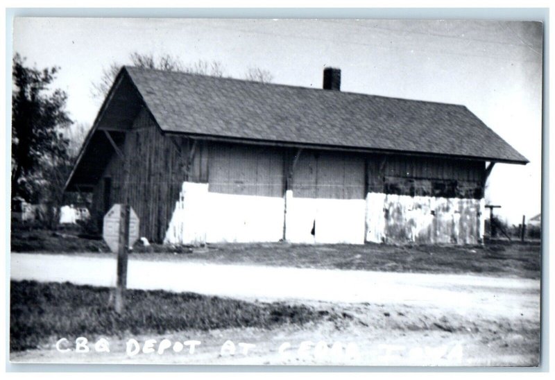 c1960's CBQ Depot Cedar Iowa IA Railroad Train Depot Station RPPC Photo Postcard