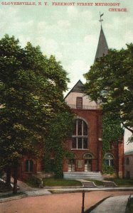 Vintage Postcard 1910 Freemont Street Methodist Church Gloversville New York NY