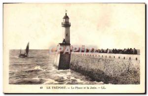 Old Postcard Lighthouse and jetty Treport