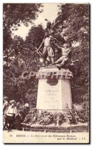 Old Postcard Brest Brittany Monument Of Defenders Army