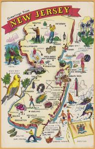 Greetings from New Jersey- Tourist Map of the site of the state - 1965