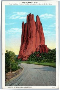 Tower of Babel, from road through the north end Garden of Gods Colorado postcard