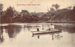 D47/ Rock Creek Ohio Postcard 1912 Grand River Boating Woman