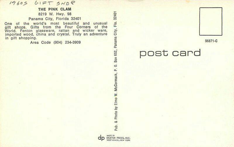 Autos 1960s Pink Clam Gift Shop Panama City Florida Postcard McCormack 1601