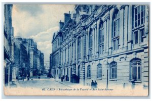 Caen Calvados France Postcard Faculty Library and Rue Saint-Sauveur c1910