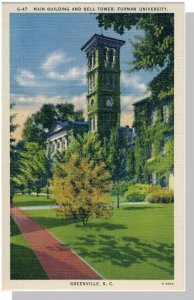 Greenville,South Carolina/SC Postcard, Furman University, Bell Tower, Near Mint