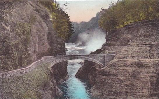 Bridge At Lower Falls Letchworth State Park P O Castile New York Handcolored ...