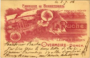 PC CPA ADVERTISING, FABRIQUE DE BONNETERIES, LA RUCHE, VINTAGE POSTCARD (b9868)