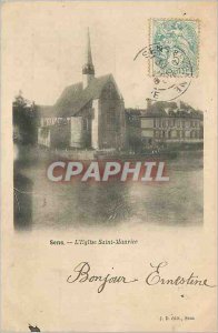 Old Postcard Sens Church of Saint Maurice (map 1900)