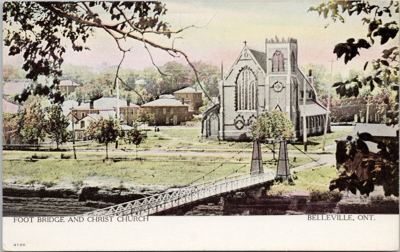 Belleville Ontario Foot Bridge & Christ Church Unused Warwick Postcard G19