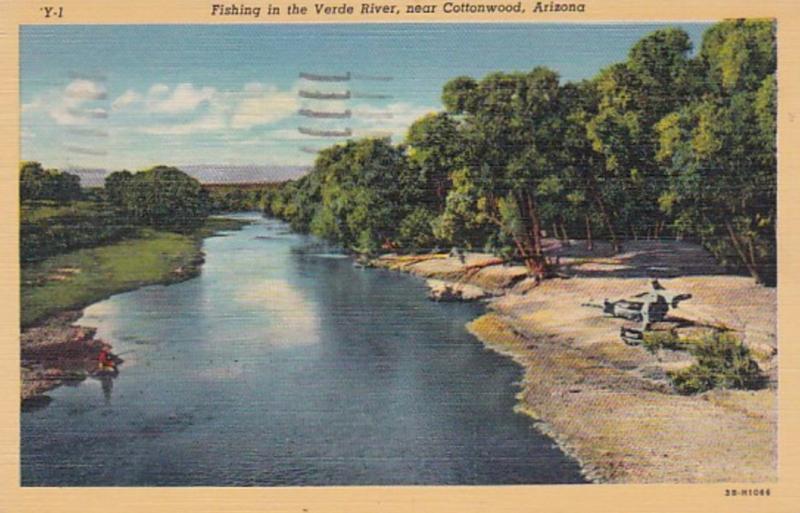 Arizona Fishing In The Verde River Near Cottonwood 1945 Curteich