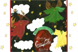 COCA-COLA © CHRISTMAS ANGELS DESIGNED BY 13 YEAR OLD ARTIST CONTINENTAL SIZE