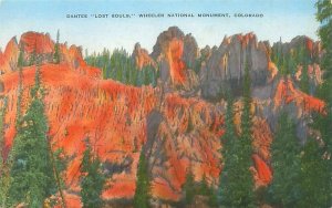 Wheeler National Monument Colorado Dantes Lost SoulsLinen Postcard Unused