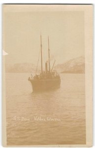 Rare Antique RPPC Mail Steamer SS DORA Valdez, Alaska Pre-Shipwreck Photo 1910s