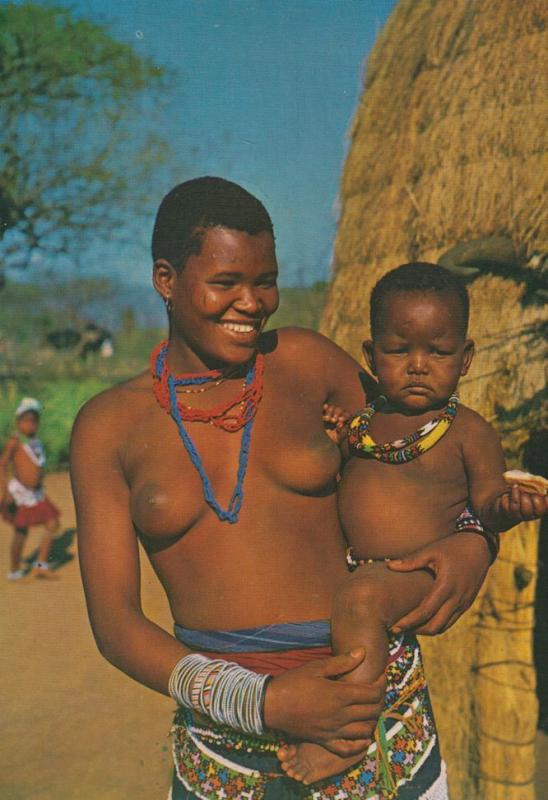 Zulu Mother & Child in the Valley Of A Thousand Hills Natal Africa Postcard