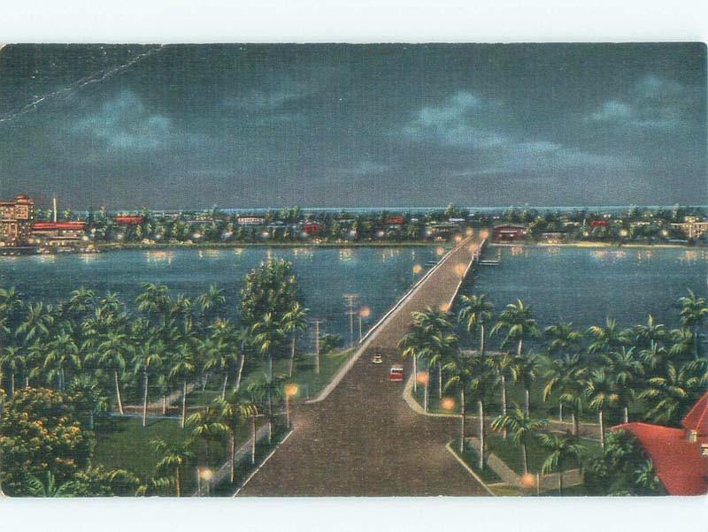 Bent Corner Linen FLAGLER MEMORIAL BRIDGE West Palm Beach Florida FL d4669