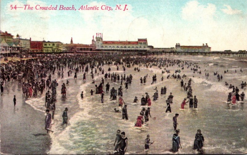 New Jersey Atlantic City The Crowded Beach 1913