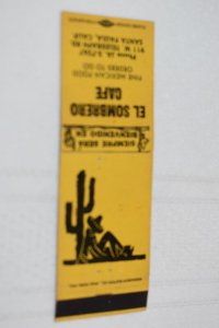 El Sombrero Cafe Santa Paula California 20 Strike Matchbook Cover