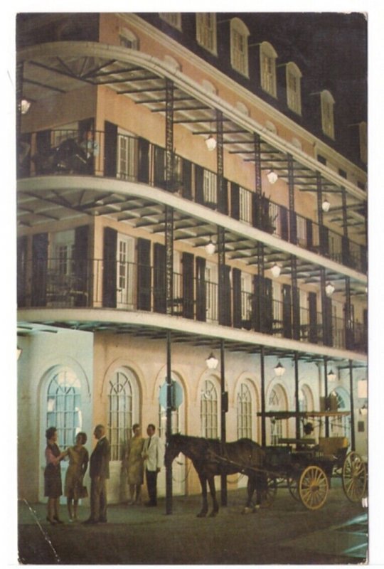 Lace Balconies At Night, New Orleans, Louisiana, Vintage Chrome Postcard