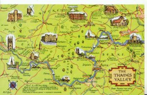 Map Postcard - The Thames Valley - Showing Interesting Places - Ref ZZ6116