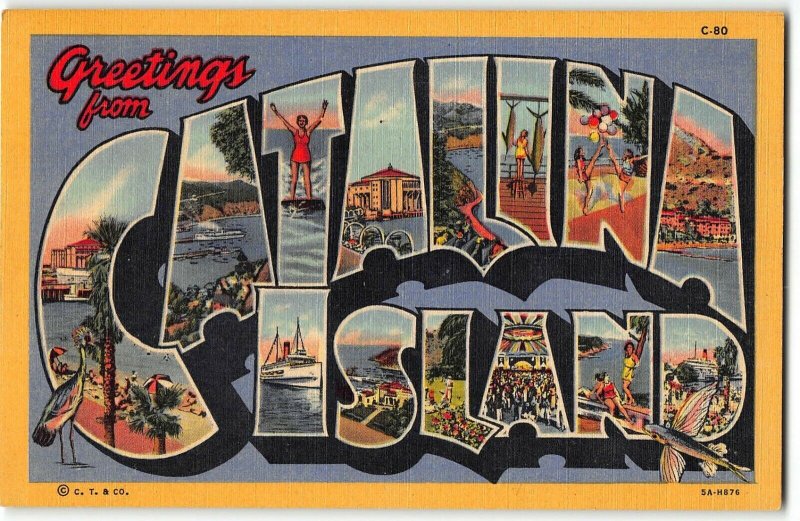 CATALINA ISLAND, CALIFORNIA Large Letter Linen Postcard - Curteich 1935 