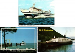 Lot of 3 Ferry Boat Postcards Wickersham Alaskas Mobile Bay Hydrofoil Condor 3