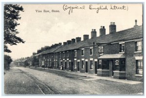 c1910 Vine Row Stone Typical English Street Staffordshire England Postcard