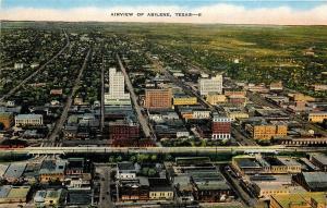 Vintage Postcard Bird's Eye View Of Abilene TX Taylor and Jones counties