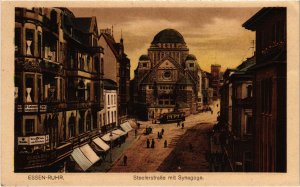 PC JUDAICA, ESSEN-RUHR, STEELERSTRAßE MIT SYNAGOGE, Vintage Postcard (b44903)