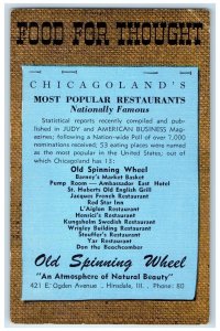 c1950's Old Spinning Wheel Chicagoland Restaurants Hinsdale Illinois IL Postcard