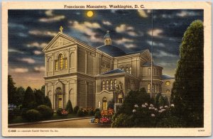 Washington D.C., 1956 Franciscan Monastery, Holy Land, Moonlight, Postcard