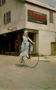 Florida St Augustine Oldest Store Museum Costumed Girl Riding Antique High Wh...