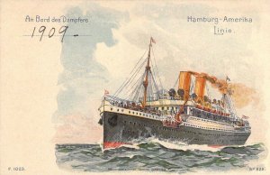 Early Hamburg-Amerika Line,On Board 1909, S.S.  Dampfers Old Postcard