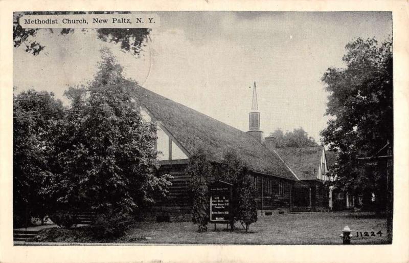 New Paltz New York Methodist Church Street View Antique Postcard K42220