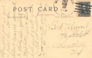 WALLINGFORD VERMONT LIBRARY~H G SAVERYS SERIES PUBL POSTCARD 1907 PSTMK