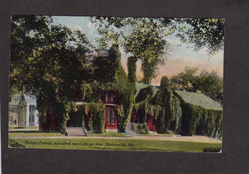 ME Bangs Estate College Ave Waterville Maine Postcard 1910 PC