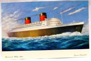 Vintage Art Deco Cunard White Star RMS Queen Elizabeth Unused Postcard P20