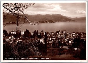 Lago Maggiore - Stresa Borromeo Panorama Switzerland Real Photo RPPC Postcard