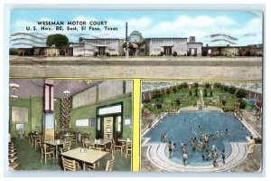 Weseman Motel Motor Court Multi-view El Paso TX Texas Postcard (CT8)