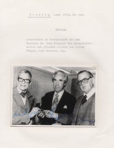 Arne Larsson Ake Senning Rune Elmqvist First Pacemaker Operation Signed Photo