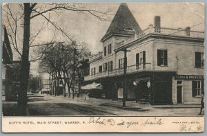 WARREN RI MAIN STREET COFF'S HOTEL ANTIQUE POSTCARD