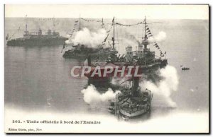 Old Postcard Boat War Official visit aboard the & # 39escadre