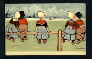 PX5n Netherlands to USA  1909 Signed Ethel Parkinson Dutch Children on fence