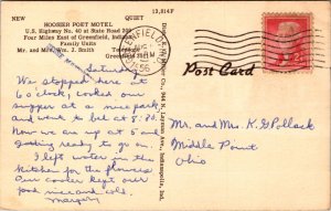 Linen Postcard Hoosier Poet Motel US Highway No 40 in Greenfield, Indiana